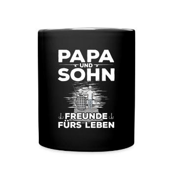 Angeln Vater Sohn Partnerlook - Tasse einfarbig - Schwarz - Vorne