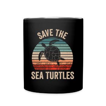 Rettet die Meeresschildkröten Retro Vintage Klimawandel - Tasse einfarbig - Schwarz - Vorne