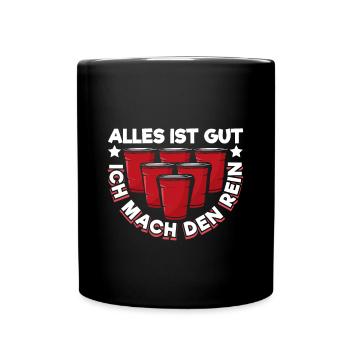 Bierpong Bier Pong Beerpong Beer Pong Trinkspiel - Tasse einfarbig - Schwarz - Vorne