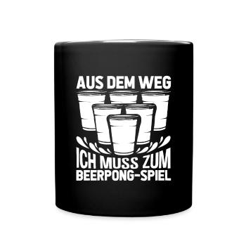 Bierpong Bier Pong Beerpong Beer Pong Trinkspiel - Tasse einfarbig - Schwarz - Vorne