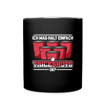 Bierpong Bier Pong Beerpong Beer Pong Trinkspiel - Tasse einfarbig - Schwarz - Vorne