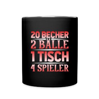 Bierpong Bier Pong Beerpong Beer Pong Trinkspiel - Tasse einfarbig - Schwarz - Vorne