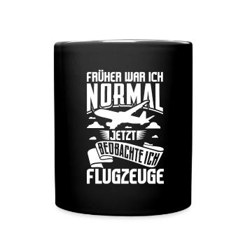 Planespotter Flugzeug Planespotting Flughafen - Tasse einfarbig - Schwarz - Vorne