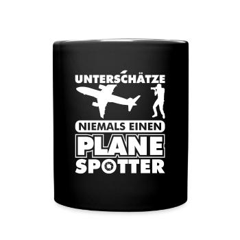 Planespotter Planespotting Flugzeug - Tasse einfarbig - Schwarz - Vorne