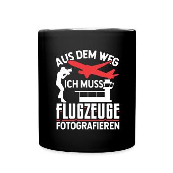 Planespotter Flugzeug Planespotting Flughafen - Tasse einfarbig - Schwarz - Vorne