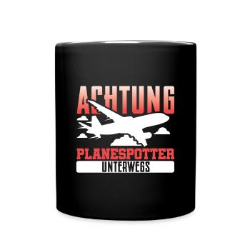 Planespotter Planespotting Flugzeug - Tasse einfarbig - Schwarz - Vorne
