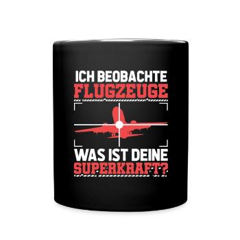 Planespotter Planespotting Flugzeug - Tasse einfarbig - Schwarz - Vorne