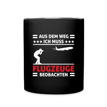Planespotter Planespotting Flugzeug - Tasse einfarbig - Schwarz - Vorne