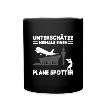 Planespotter Flugzeug Planespotting Flughafen - Tasse einfarbig - Schwarz - Vorne