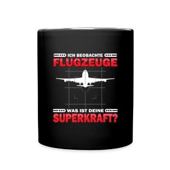 Planespotter Flugzeug Planespotting Flughafen - Tasse einfarbig - Schwarz - Vorne
