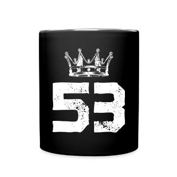 53 Zahl Krone - Tasse einfarbig - Schwarz - Vorne