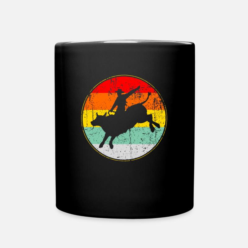 Bullenreiten Rodeo Stier Cowboy Vintage - Tasse einfarbig - Schwarz