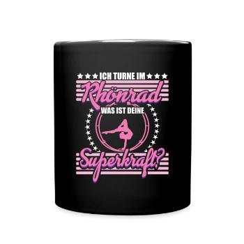 Ich turne im Rhönrad Rhönradturnerin Röhnrad - Tasse einfarbig - Schwarz - Vorne