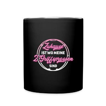 Zuhause ist wo meine 2 Griffsprossen sind Rhönrad - Tasse einfarbig - Schwarz - Vorne