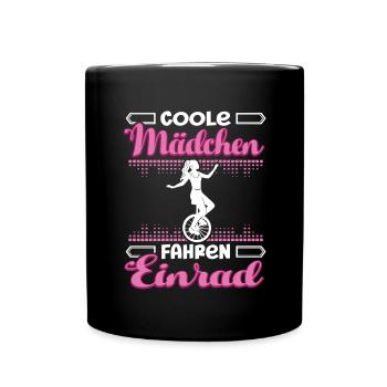 Coole Mädchen fahren Einrad Einradfahrer - Tasse einfarbig - Schwarz - Vorne