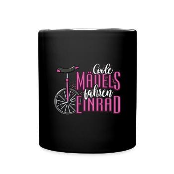 Coole Mädchen fahren Einrad Einradfahrer Fahrrad - Tasse einfarbig - Schwarz - Vorne