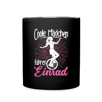 Coole Mädchen fahren Einrad - Tasse einfarbig - Schwarz - Vorne