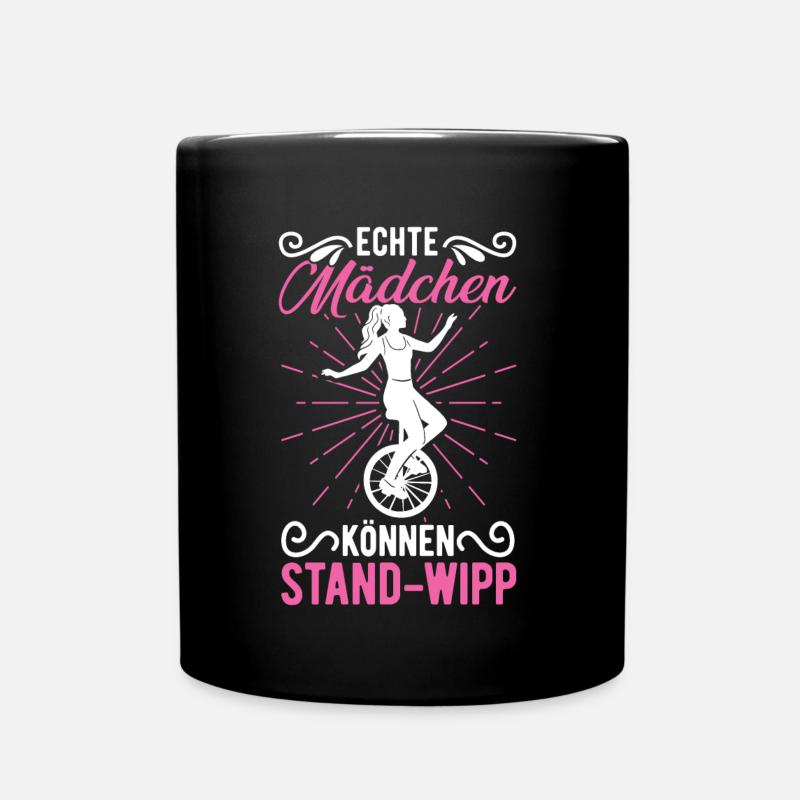 Echte Mädchen können Stand-Wipp Einrad - Tasse einfarbig - Schwarz
