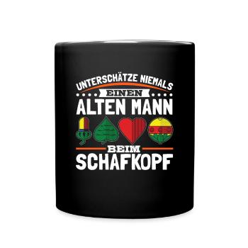 Never underestimate an old man sheep's head - Full Colour Mug - black - Front