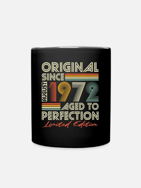 Août 1972 Vintage Vintage Rétro Anniversaire - Mug uni - noir