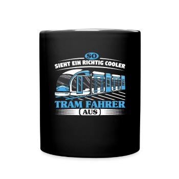 Straßenbahn Straßenbahnfahrer Tram Trambahn - Tasse einfarbig - Schwarz - Vorne