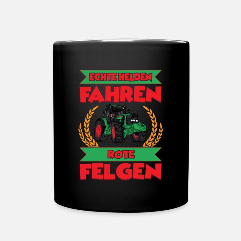 Echte Helden fahren rote Felgen - Tasse einfarbig - Schwarz
