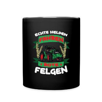 Echte Helden fahren rote Felgen - Tasse einfarbig - Schwarz - Vorne