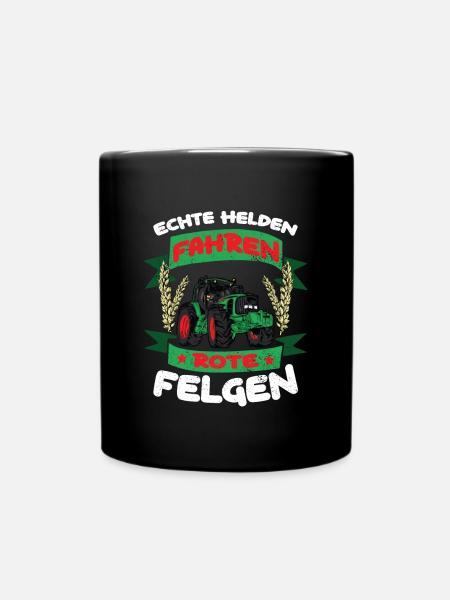 Echte Helden fahren rote Felgen - Tasse einfarbig - Schwarz