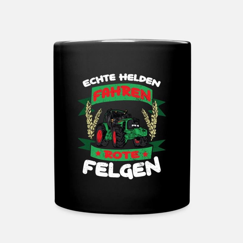 Echte Helden fahren rote Felgen - Tasse einfarbig - Schwarz