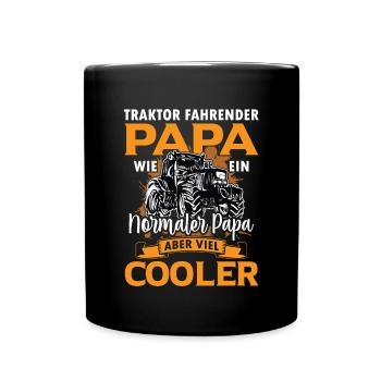 Traktor fahrender Papa wie ein normaler Papa - Tasse einfarbig - Schwarz - Vorne