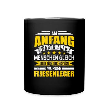 Fliesenleger - Tasse einfarbig - Schwarz - Vorne