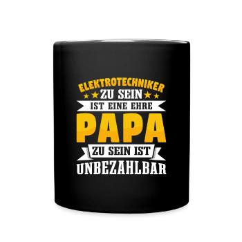 Elektrotechniker Papa Vatertag - Tasse einfarbig - Schwarz - Vorne