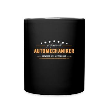 Automechaniker mit Leidenschaft KFZ-Mechaniker - Tasse einfarbig - Schwarz - Vorne