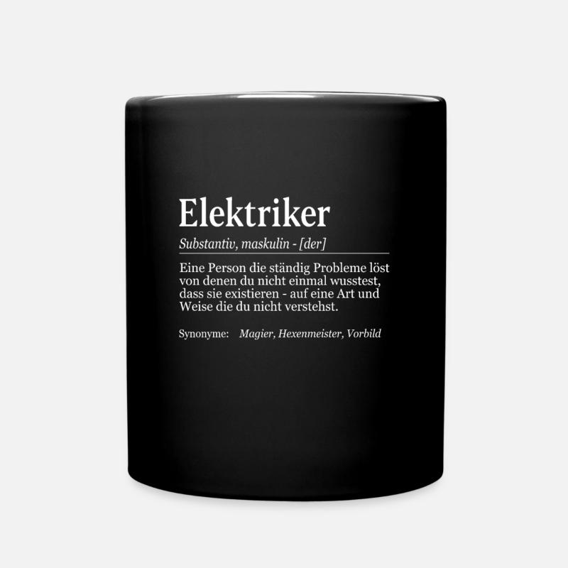 Elektriker Definition - Tasse einfarbig - Schwarz