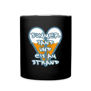 Sommer Sand Eis am Strand - Tasse einfarbig - Schwarz - Vorne