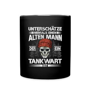 Tankwart Alter mann Tankstelle - Tasse einfarbig - Schwarz - Vorne