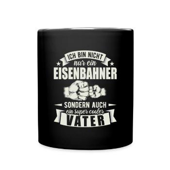 Eisenbahner Vater Papa Vatertag Schaffner - Tasse einfarbig - Schwarz - Vorne