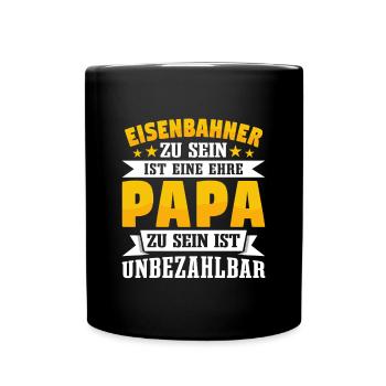 Eisenbahner Papa Vatertag - Tasse einfarbig - Schwarz - Vorne