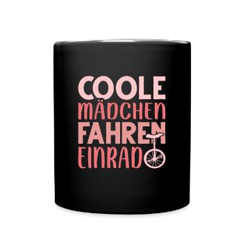 Unicycle Coole Mädchen fahren Einrad - Tasse einfarbig - Schwarz - Vorne