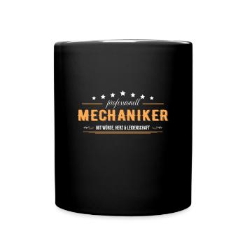 Mechaniker mit Leidenschaft KFZ-Mechaniker - Tasse einfarbig - Schwarz - Vorne
