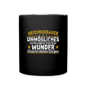 Heizungsbauer - Tasse einfarbig - Schwarz - Vorne