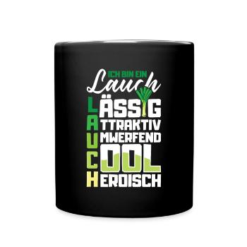 Lauch Kostüm Bodybuilding Satire Gym Jga - Tasse einfarbig - Schwarz - Vorne