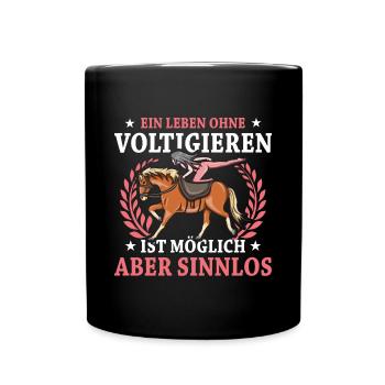 Voltigieren Volti Voltigier Pferde Pferdemädchen - Tasse einfarbig - Schwarz - Vorne