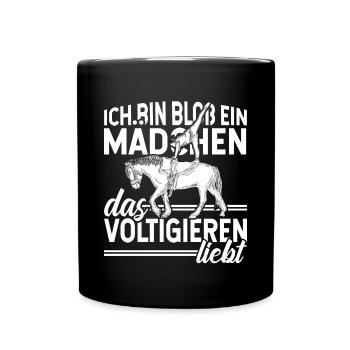 Voltigieren Volti Voltigier Pferde Pferdemädchen - Tasse einfarbig - Schwarz - Vorne