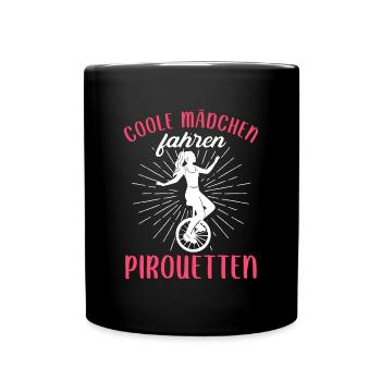 Coole Mädchen fahren Pirouetten Einrad - Tasse einfarbig - Schwarz - Vorne