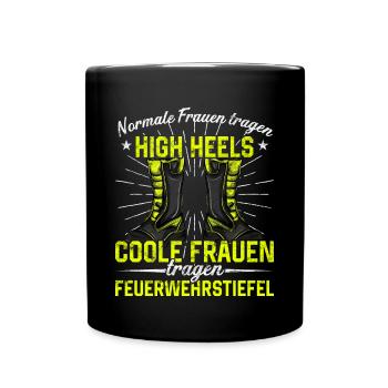 Feuerwehrfrau Feuerwehr Feuerwehrmann Mama - Tasse einfarbig - Schwarz - Vorne