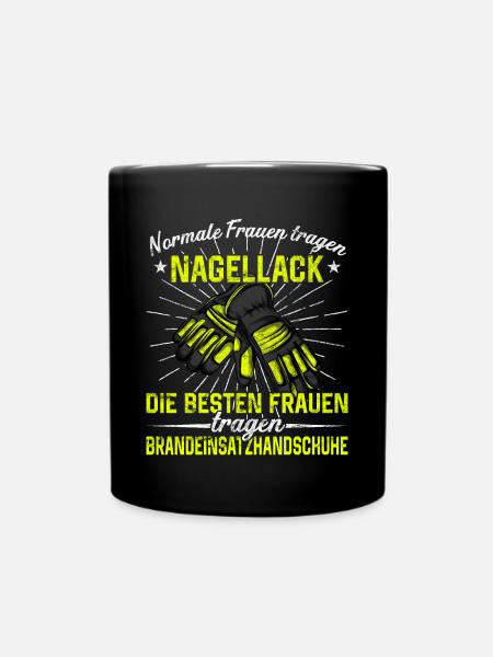 Feuerwehrfrau Feuerwehr Feuerwehrmann Mama - Tasse einfarbig - Schwarz