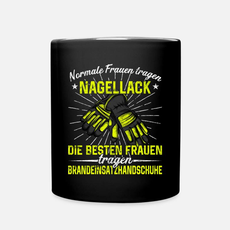Feuerwehrfrau Feuerwehr Feuerwehrmann Mama - Tasse einfarbig - Schwarz