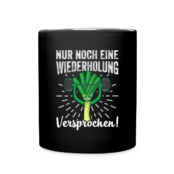 Lauch Kostüm Bodybuilding Satire Gym Jga - Tasse einfarbig - Schwarz - Vorne