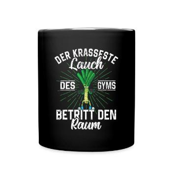 Lauch Kostüm Bodybuilding Satire Gym Jga - Tasse einfarbig - Schwarz - Vorne